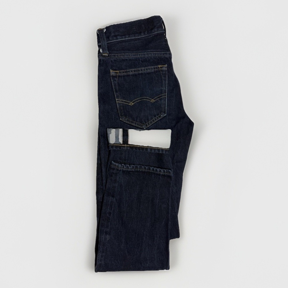 American Eagle Selvedge Jeans Mens 26x28 Slim Straight Dark Wash Button Fly
